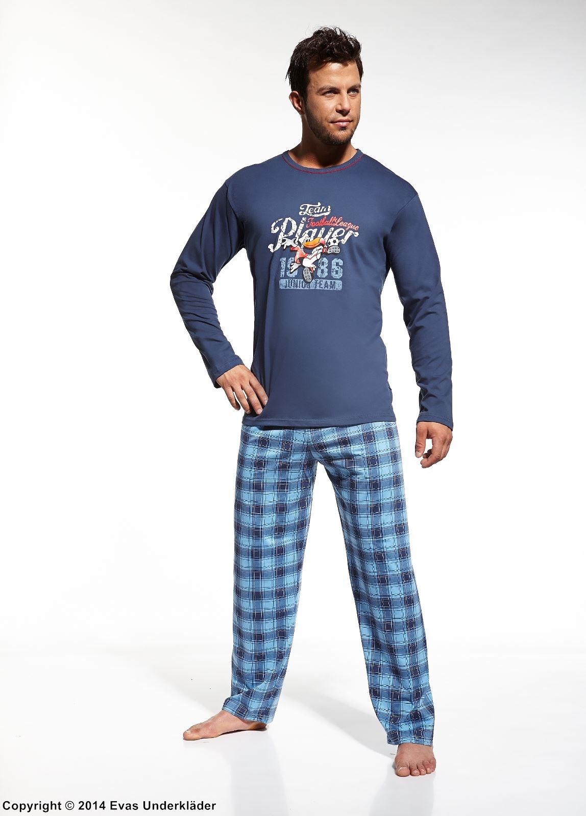 Pyjamas med rutiga byxor